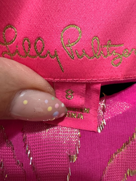 Lilly Pulitzer Darlah Silk Razberry Leopard Metallic Mini Dress - Picture 5 of 8